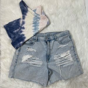 American Eagle Distressed Mom Jean Shorts